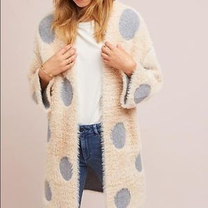 Anthropologie Moth Polka Dot Long Cardigan